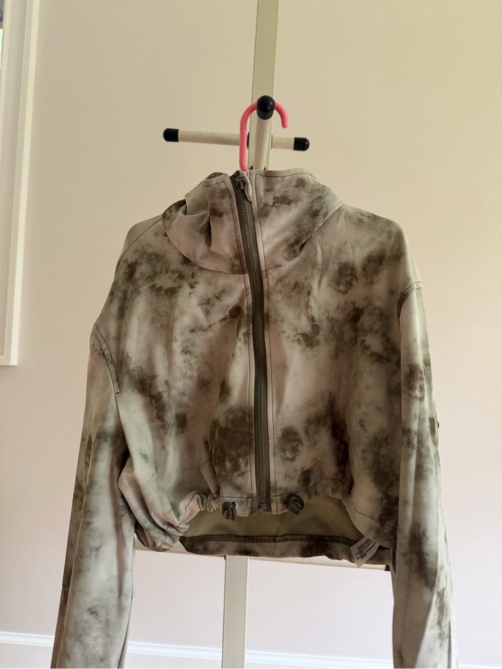 Tie-Dye Cropped Hooded Jacket - Olive Tint